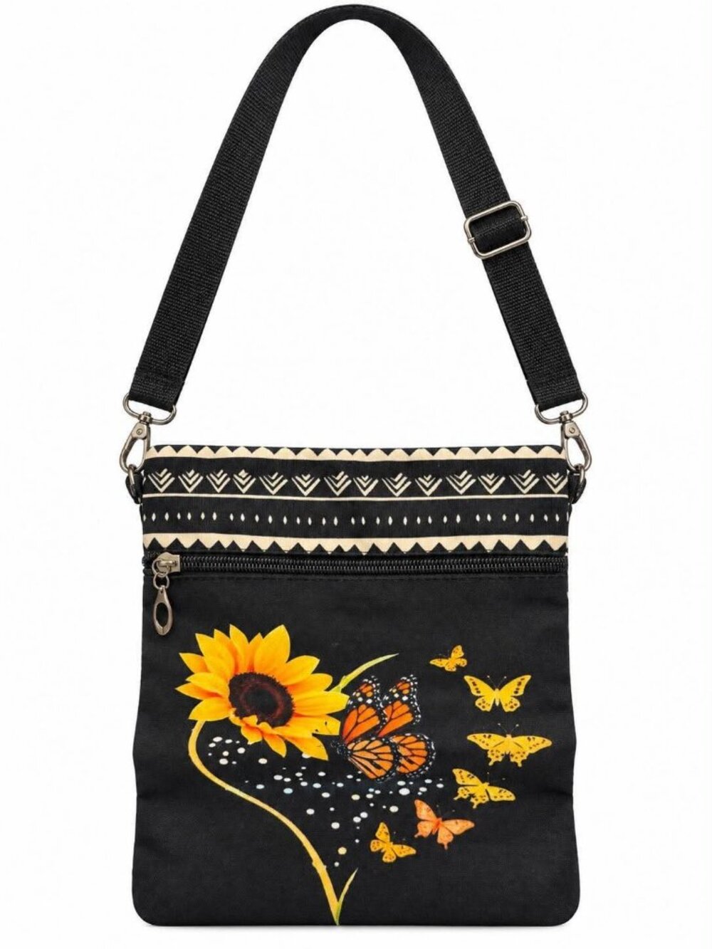 Sunflower and Butterfly Crossbody Bag